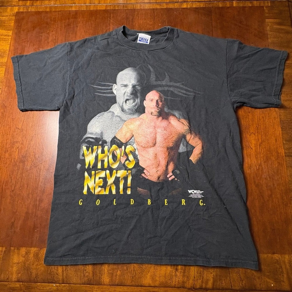 1998 WCW Goldberg Who's Next Graphic T-Shirt Vintage Black Large Wrestling